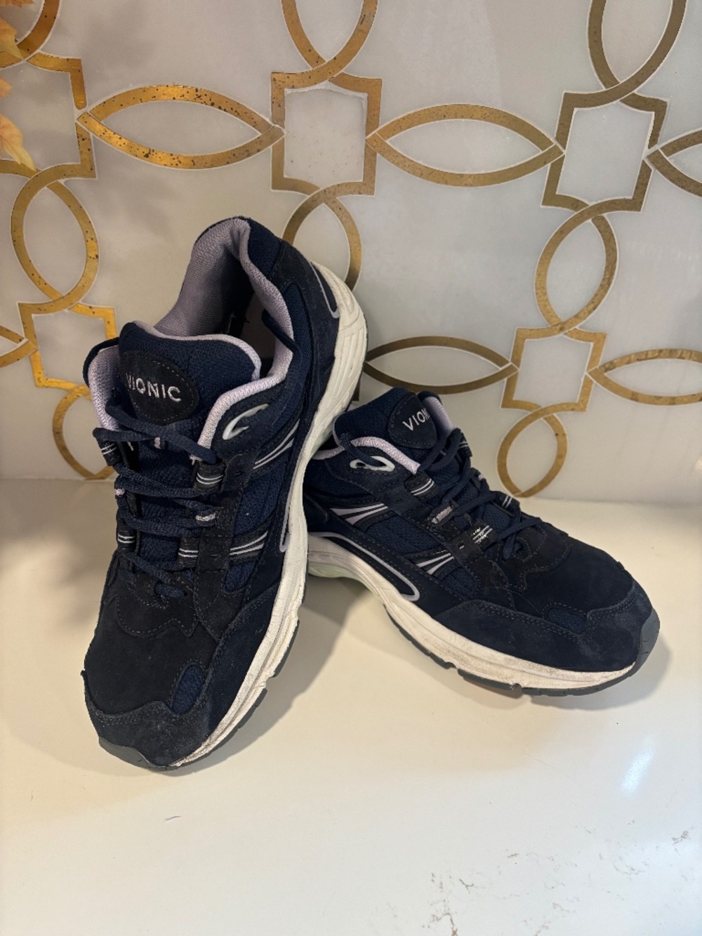 Vionic Walker 23Walk Sneakers Navy Blue Suede Comfort Shoes Trainers Sz 11